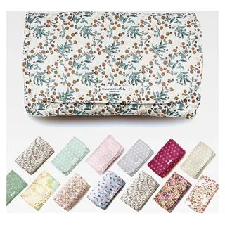 Wickelunterlage für unterwegs, faltbare Wickel-Clutch aus beschichtetem Stoff, wasserdicht und abwaschbar, kompakt für die Handtasche, nachhaltig (Blumenwiese Blau)