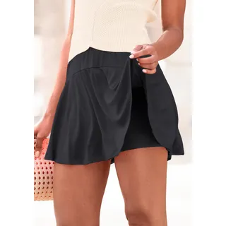 Hosenrock LASCANA "aus Viskosejersey mit Gummizugbund", Damen, Gr. 34, schwarz, Jersey, Obermaterial: 95% Viskose, 5% Elasthan, unifarben, figurumspielend kurz, Röcke Hosenrock, kurzer Jerseyrock, Sommerrock mit fixierter Shorts, Skort, Minirock, Topseller