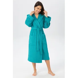 Unisex-Bademantel OTTO HOME "Sanremo, ideal für Sauna & Spa, Hotelbademantel, Morgenmantel" Gr. XXL, blau (aqua), L:125cm, Baumwolle, Hausmäntel, Unisex-Bademantel, mit Taschen, Damen & Herren Bademäntel, S-3XL, Topseller