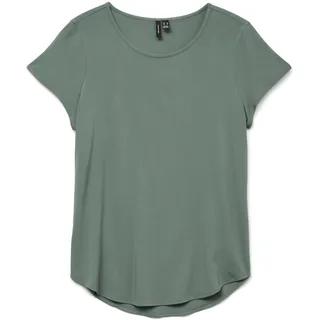 VERO MODA Damen Bluse Kurzarm Rundhals Basic Regular Fit