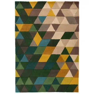 Wollteppich , Grün, Multicolor , Textil , Struktur , rechteckig , 170x120 cm , Reach , für Fußbodenheizung geeignet, in verschiedenen Größen erhältlich , Teppiche und Böden, Teppiche, Schafwollteppiche