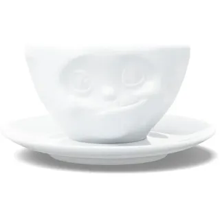 FIFTYEIGHT PRODUCTS / Tassen / Kaffeetasse „Lecker“ (Porzellan, 200 ml, weiß, Made in Germany)