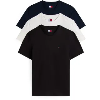 T-Shirt TOMMY JEANS "TJM EXTRA SLIM 3 PACK", Herren, Gr. XXL, schwarz (schwarz, schwarz night navy, ecru), Single Jersey, Obermaterial: 100% Baumwolle, slim fit normal, Rundhals, eingesetzt abgesteppte Kante, Shirts T-Shirt, Mit Rundhalsausschnitt