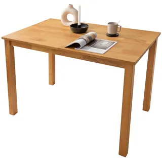 Woodroom Esstisch Kota 110x70 cm – Massivholz Hevea, lackiert, Farbe Eiche – Kleiner Küchentisch, Esszimmertisch, platzsparend, stabil & pflegeleicht