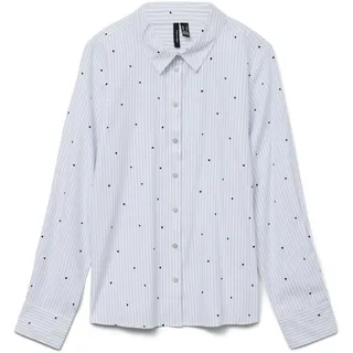 Vero Moda Damen Oversize Langarm Bluse VMNora gestreifte Hemdbluse mit Herzen