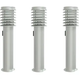 Wegeleuchten mit Steckdose 3 Stk. Silbern 60 cm Edelstahl - Silber
