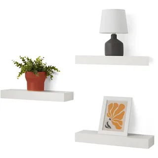Amazon Basics schwebendes Wandregal aus Holz, 40,1 x 12,7 x 4,6 cm, Weiß, Packung mit 3 Stück,Weiß