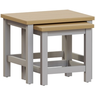 Amazon-Marke: Movian Arlington Quadratisch Beistelltisch-Set, Holzwerkstoff, H 40 x W 36 x D 39 cm, Grau/Eiche