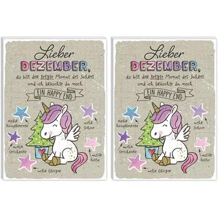H:) PPY life Adventskalender Motiv „Einhorn“ | 26 cm x 35 cm, Schoko-Adventskalender, 75 g | Kalender mit Schokolade für Kinder, Mädchen | 51127 (Packung mit 2)