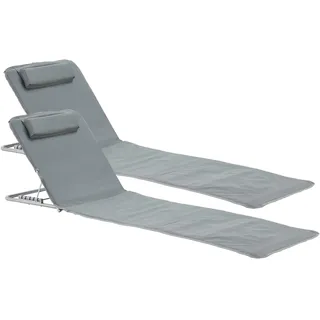 [en.casa] Strandmatten-Set 160 x 49 x 42 cm Dunkelgrau