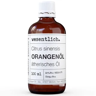wesentlich. Orangenöl ätherisch kaltgepresst | 100% naturreines Öl | Aromaöl für Aromatherapie, Raumduft und Sauna | 100ml Glasflasche