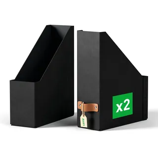 Leitz Puro Stehsammler – 2er-Set A4 Magazinhalter, kompatibel mit gängigen Regalsystemen, 900 Blatt (80 g/m2), Schreibtisch-Organizer für Büro & Zuhause, 10x25x30 cm, Schwarz, 24710095