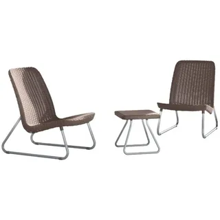 Keter 17197637 Lounge Set Rio, Rattanoptik, Kunststoff, Braun, 77.5 x 76 x 54 cm