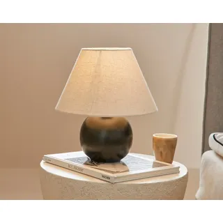 LeGer Home by Lena Gercke Schreibtischlampe »Amara, Tischlampe mit Schnurschalter exkl 1x E27 max 40W, Stoffschirm« E27 1 Stk. warmweiß - kaltweiß Keramik Fuß, Schirm beige Kegelform, Höhe 29cm Ø 25cm Nachttischlampe, schwarz