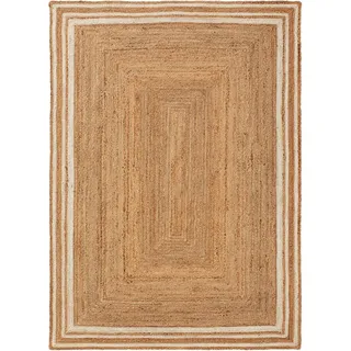 benuta Pure Juteteppich Jutta Weiß 160x230 cm , Textil , Beton Optik , Rechteckig , 160x230 cm , Gots , für Fußbodenheizung geeignet , Teppiche und Böden, Teppiche