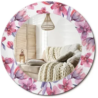 Wallfluent Spiegel Rund Ø 50 cm mit Aufdruck , Glas , 50x50x0.4 cm , Spiegel, Wandspiegel