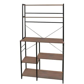 Küchenregal - Mikrowellenregal XL - 6 Ebenen - Flaschen- und Weinregal - Mehrzweck Küchen Organizer - Holz - Braun Schwarz