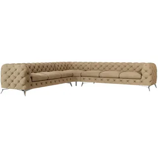 S-Style Möbel Ecksofa Chesterfield Laura Beige Samt , Textil , Echtholz,Buche, Birke , Füllung: Polyetherschaumkern,Polyetherschaumkern , Eckteil, L-Form,L-Form , 323x323 cm , Blauer Engel, FSC Mix, Oeko-Tex®, Hergestellt in Europa , Wohnzimmer, Sofas & Couches, Wohnlandschaften, Ecksofas