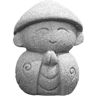 Toddmomy Japanischer Buddha Figur aus Kunststein, Kleine Schlafender Buddha Statue für Zen Garten & Aquarium, Realistische Jizo Skulptur, Grau, Dekoration für Desktop, Balkon & Teich