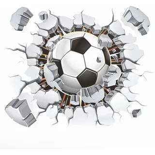 WandSticker4U®- 3D Wandtattoo FUSSBALL Junge schwarz/weiß (50x40 cm) I Wandsticker Kinderzimmer Jungen Fussball Poster Sport I Wandaufkleber Kinderzimmer Deko Junge Mädchen Tür Aufkleber COOL