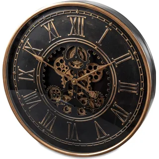 formano Moderne Wanduhr mit Beweglichen Zahnrädern 60 cm Metall Clock Modern - Schwarz