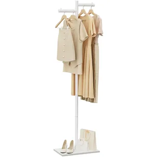 ENUMAIL Metall Freistehend Garderobenständer, Jackenständer für Kleidung, Garderobe mit NatüRliche Stabile Felsbasis, 175cm Modern kleiderständer Passend für Jacken, Hüte, Taschen, Weiß