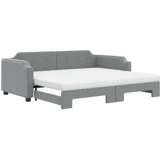vidaXL Tagesbett Ausziehbar mit Matratze Hellgrau 90x200 cm Stoff - Grau