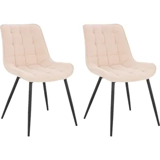Home Deluxe Polsterstuhl IKALO 2er Set - Cord Creme - weiche Polsterung, bis 120 kg belastbar I Küchenstuhl Speisestühle Esszimmerstühle -