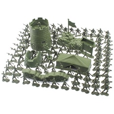 100 Teiliges Mini Soldaten Figuren Spielzeug Set Militärischen Figuren Spielzeugsoldaten aus Plastik Panzer Flugzeuge Flaggen Schlachtfeld Soldatenfiguren Spielzeug Militärspielset für Kinder Jungen