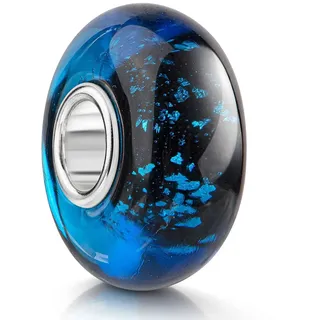 MATERIA by Matthias Wagner Glas Bead schwarz blau mit Glitzerfolie 1041