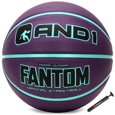 AND1 Fantom Rubber Basketball: Official Regulation Size 7 (29.5 inches) - Deep Channel Construction Streetball, Made for Indoor Outdoor Basketball Games