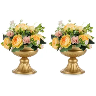 NUPTIO Metall Gold Vase für Blume: 2 Stück, 16,4cm Höhe, Urne Form