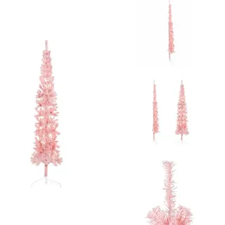 vidaXL Künstlicher Halb-Weihnachtsbaum mit Ständer Schlank Rosa 210 cm - Weihnachtsbäume - Rosa