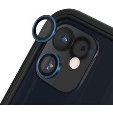 RhinoShield【2er Pack Schutz für Smartphone-Kamera kompatibel mit [iPhone 11/12 Mini / 12 ] | Fingerabdruck- und kratzresistentes Schutzglas mit Aluminium Ring für hohe optische Klarheit - Blau
