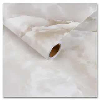 CRE8TIVE Matt Beige Marmorfolie Tapete Selbstklebend Wasserfest 30cm x 200cm Klebefolie Marmoroptik Modern Klebefolie Küche Badezimmer Arbeitsplatte Folie Küche Folie für Möbel Schrankfolie Wohnzimmer