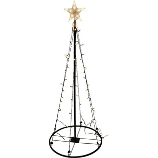 XL LED Metall Weihnachtsbaum mit Stern warmweiß 106 LEDs 180cm mit 8 Funktionen - Schwarz