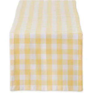 DII Checkered Tabletop Collection 100% Baumwolle, maschinenwaschbar, gelb, Table Runner, 14x108