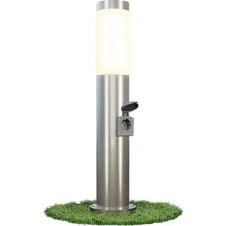 linovum BOSEA-S mit Steckdose & E27 - Energiesäule 50cm Edelstahl Außenbereich Stromsäule mit Licht IP44