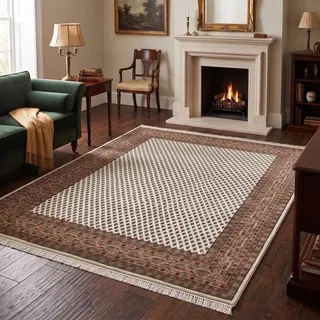Orientteppich THEKO "Chandi Mir, handgeknüpft", braun (creme, braun), B:300cm H:12mm L:400cm, Schurwolle, Teppiche, Orientteppich, reine Wolle, mit Fransen, auch in rund & als Läufer, Wohnzimmer