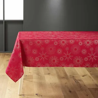 douceur d'intérieur Pampille Tischdecke, rechteckig (150 x 240 cm), Rot/Gold, metallisch bedrucktes Polyester