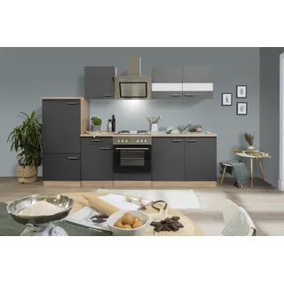 Respekta Küchenzeile 270 cm Grau-Eiche Sägerau