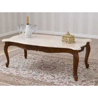 Couchtisch Arald Italienischer Barock Stil Wohnzimmertisch Walnuss Marmorplat...