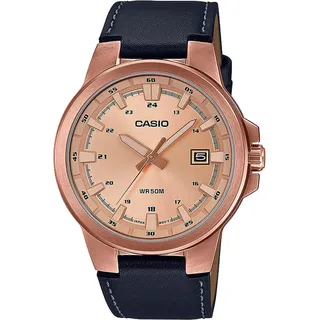 Casio Uhr Herrenuhr Lederarmband MTP-E173RL-5AVEF - Schwarz, Rosa