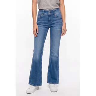 Straight-Jeans PEPE JEANS "VENUS", Damen, Gr. 31, Länge 32, blau (blau mid ad), Denim/Jeans, Obermaterial: 90% Baumwolle, 8% Polyester, 2% Elasthan, regular fit lang, Jeans Straight-Jeans, mit schmalem Bein