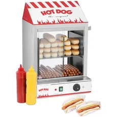 Royal Catering Hot Dog Steamer RCHW 2000, Fun Kitchen, Rot, Silber, Weiss