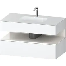 Duravit Qatego Einbauwaschtisch mit Konsolenwaschtischunterbau, 1000x550x600mm, Nische Weiß Hochglanz, QA4786022, Farbe: Weiß Matt