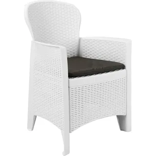 VidaXL 45598, Terrasse, Gepolsterter Sitz, Kunststoff, Weiß, Polyester, 590 mm - Weiß