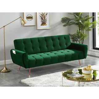 Schlafsofa Klappsofa 3-Sitzer - Samt - Tannengrün - POLANI