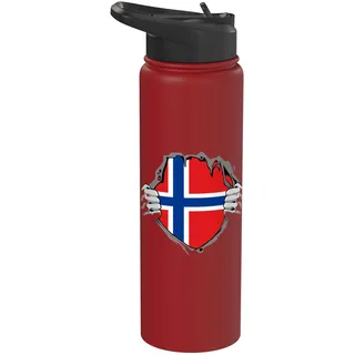 Norwegen Truhe Norwegische Flagge Norwegischer Stolz Norwegische Wurzeln Stainless Steel Insulated Water Bottle