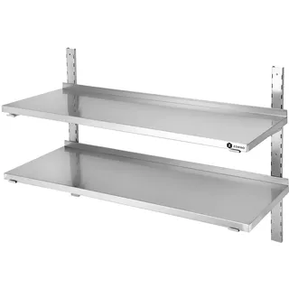 ZORRO Wandbord ZWB 140/40 | Edelstahl Wandregal | 1400x400x350 mm | 2 Böden | Gastro Wandmontage